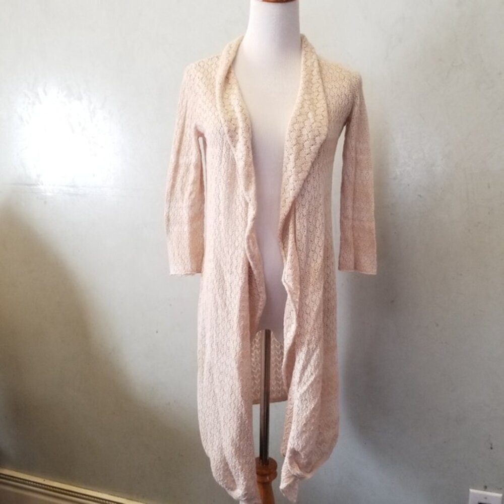 AVA cream lightly striped cardigan women's size Small